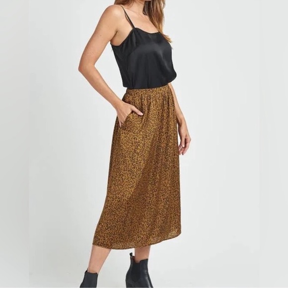 Dr2 by Daniel Rainn Women’s Brown and Black Leopard Print Midi Skirt Size XS - Picture 2 of 8
